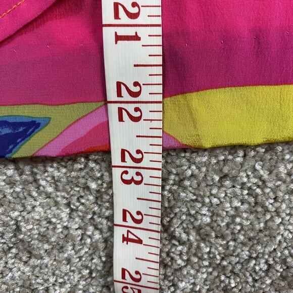 Vtg 90s Nora Noh Nordstrom Silk Abstract Pencil Skirt Pink M Colorful Y2K - Picture 6 of 9